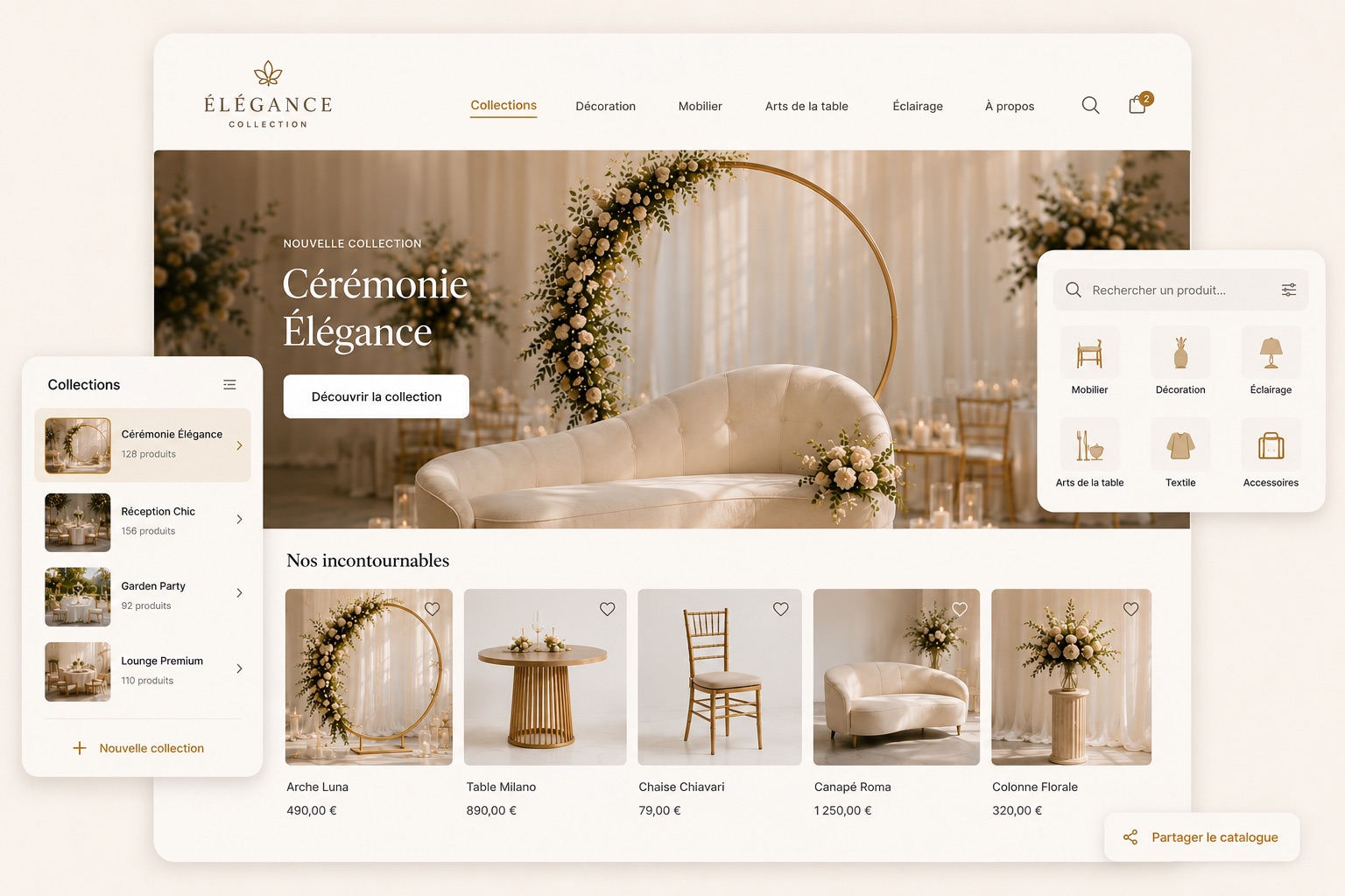 Interface de personnalisation Vitrin